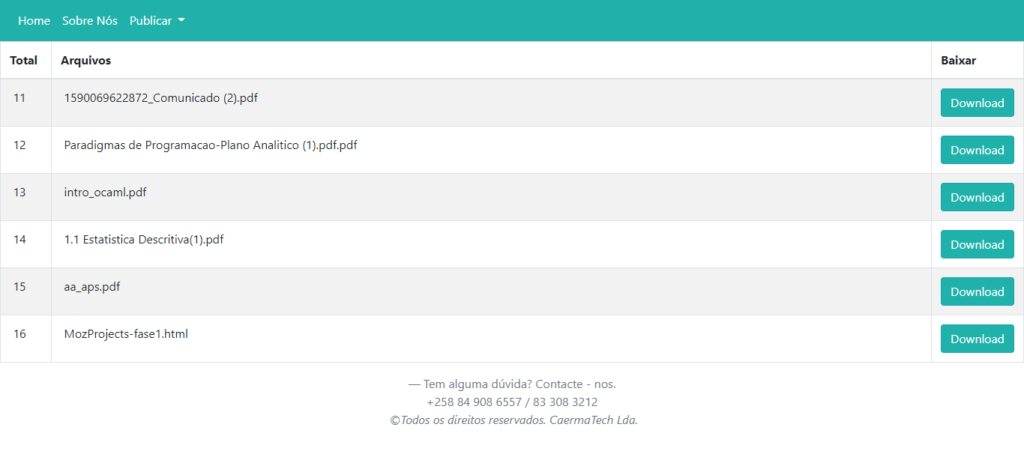 Aplicação Web para Publicar e Disponibilizar Arquivos